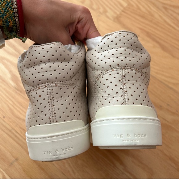 Rag and Bone High Top Beige Leather Sneakers - Picture 4 of 6